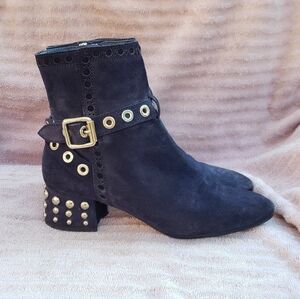 Sebastian Studded Metal Heel Suede Ankle Boots‎